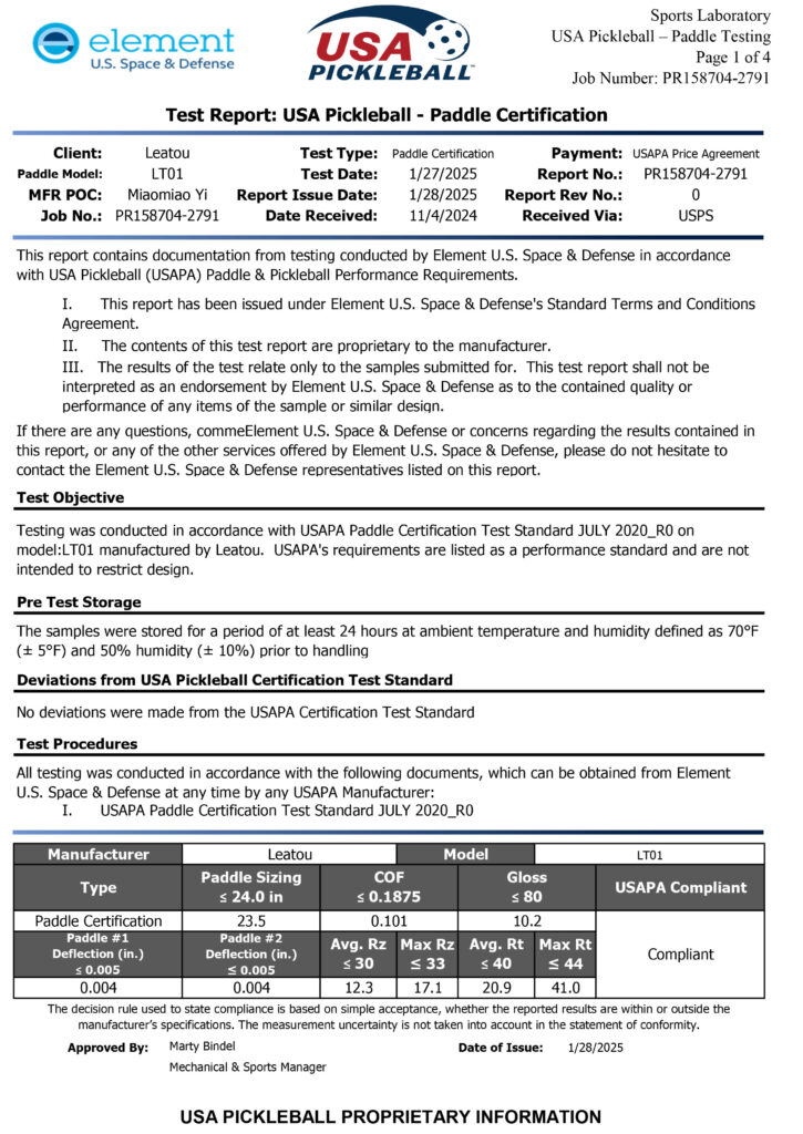 pickleball paddle certification