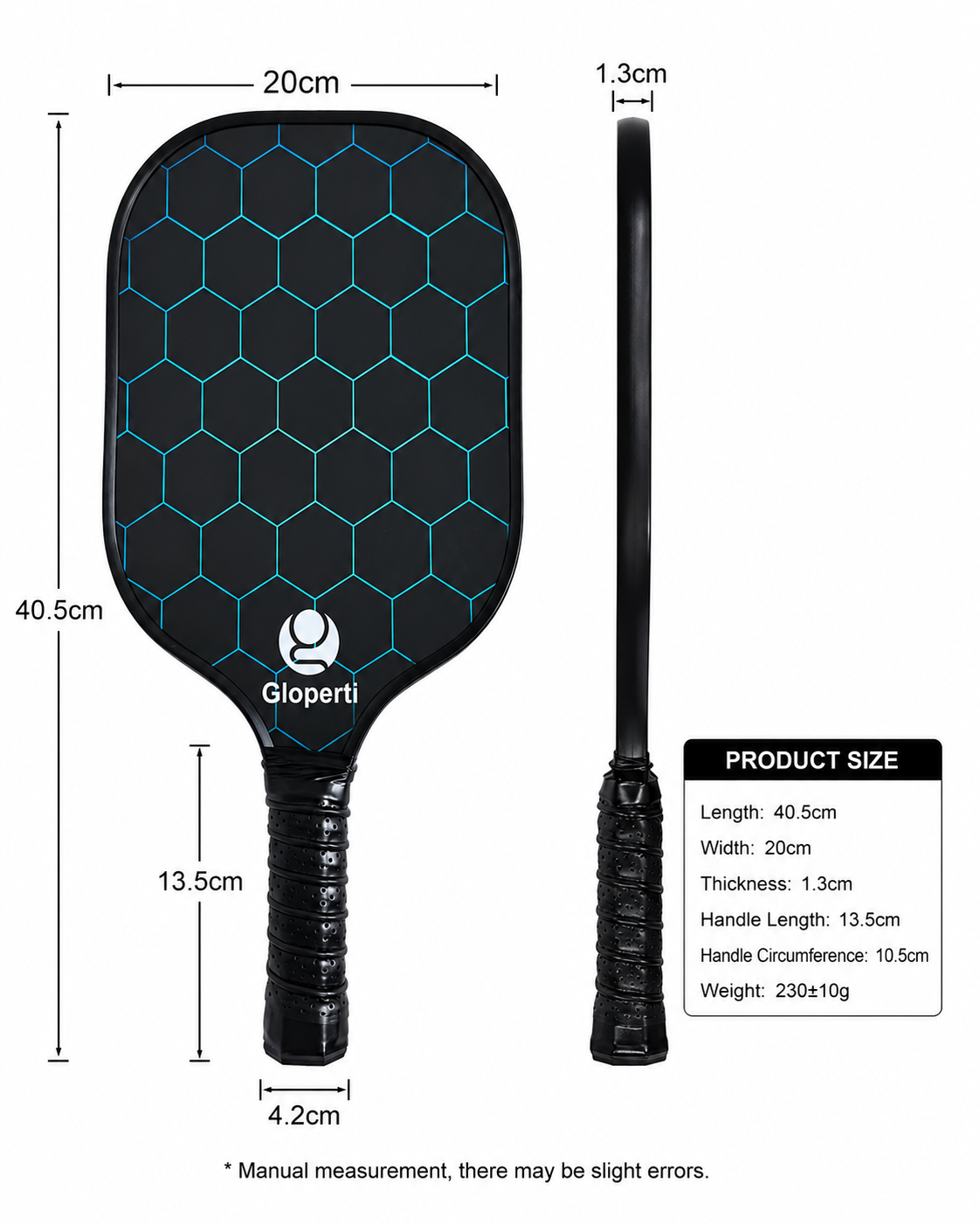Key specifications of a quality beginner pickleball paddle — weight, grip size, and core material