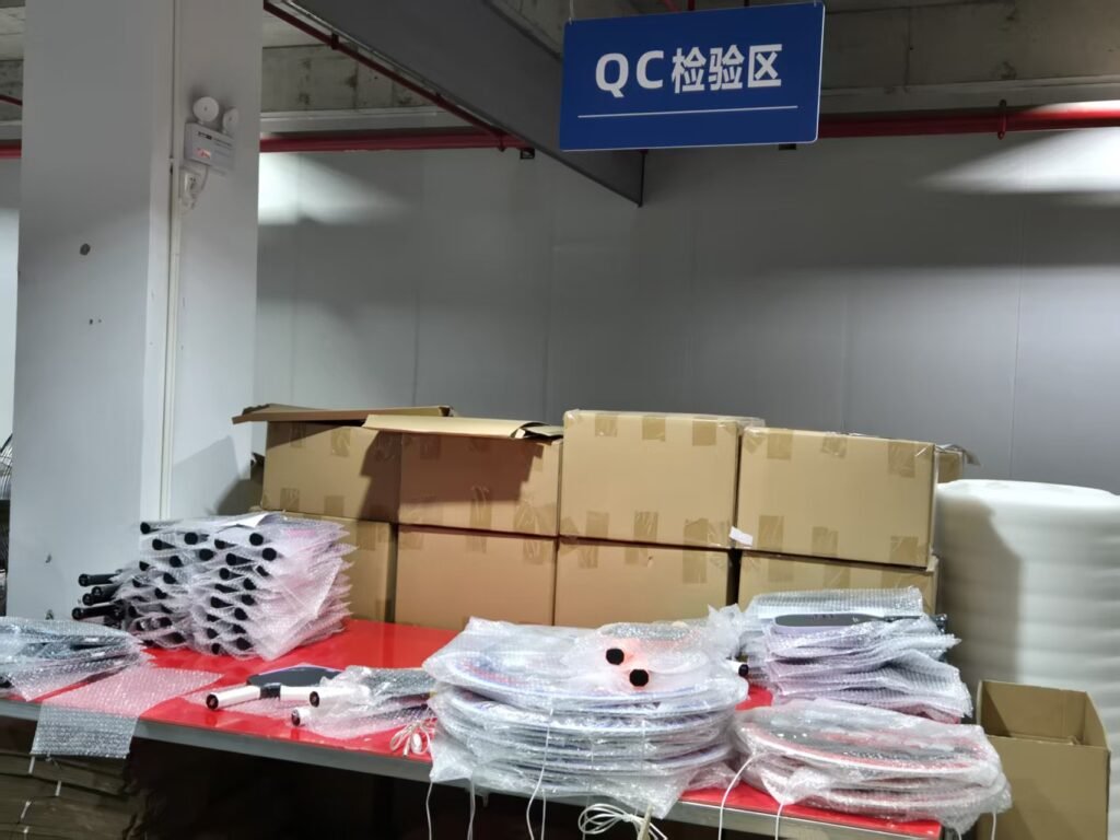 quality control inspection of pickleball paddles in factory