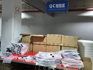 quality control inspection of pickleball paddles in factory